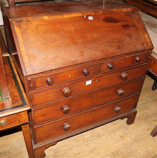 A George III mahogany banded bureau, W.96cm